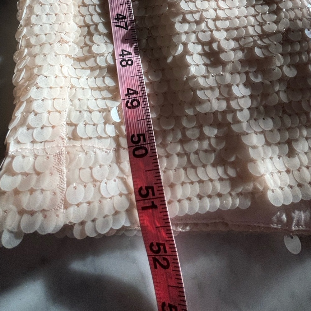 NWT Massimo Dutti Studio blush sequin dress with chiffon open back side slit  S - Picture 11 of 14
